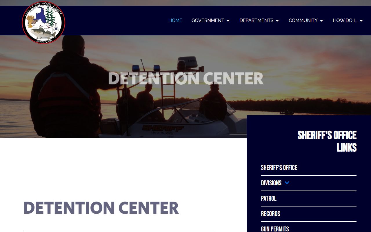 Lake of the Woods County inmate population jail page with VINE and visitation information